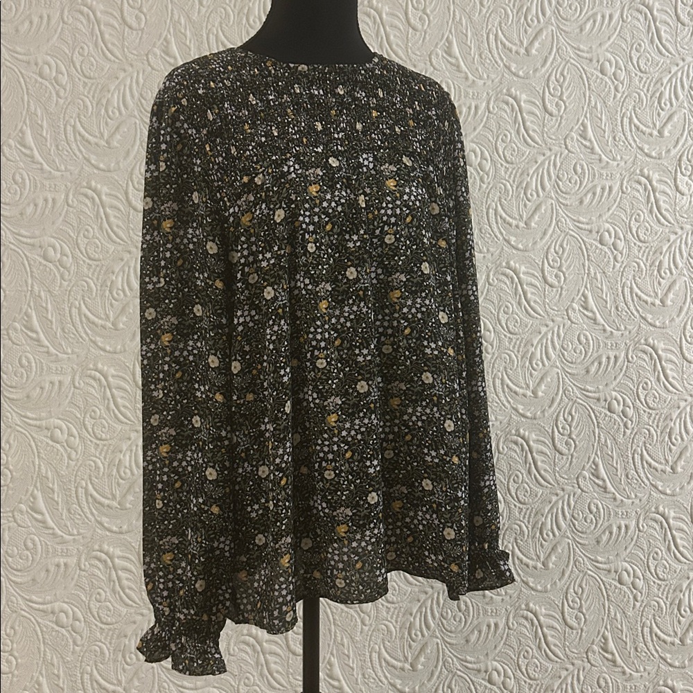 LOFT Black Floral Top